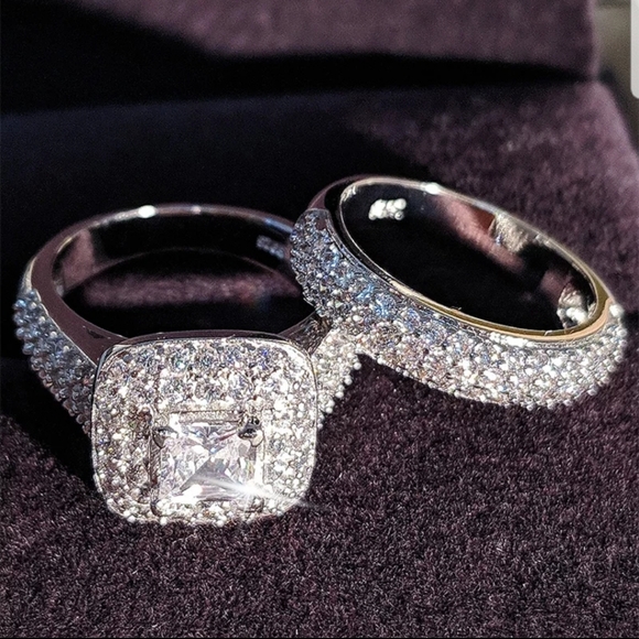 NEW 925 Sterling Silver Wedding Ring Set - Picture 6 of 6